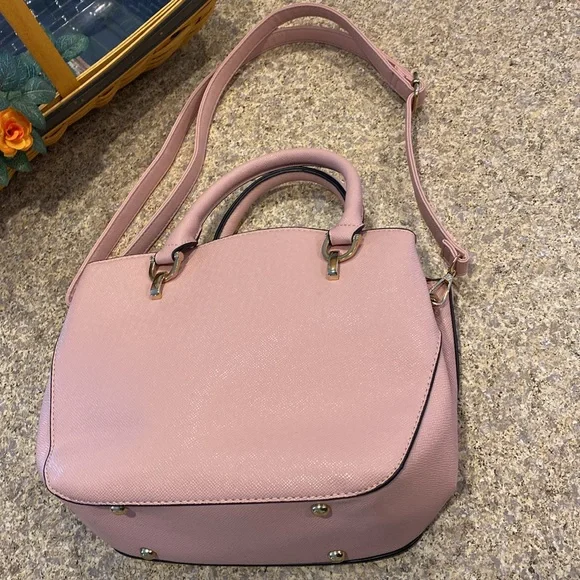 London Fog 2 Handle Purse WITH FLAWS Detachable Strap Crossbody Bag Purse Pink - Picture 8 of 17